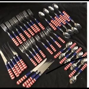 Flatware set Kimble Sakura 48pc patriotic RARE!